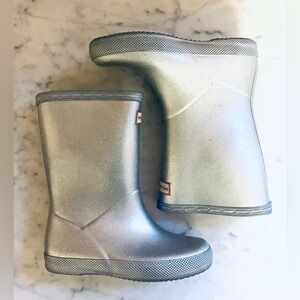 Size 10/11 Hunter Kid’s Silver Metallic Rain Boots